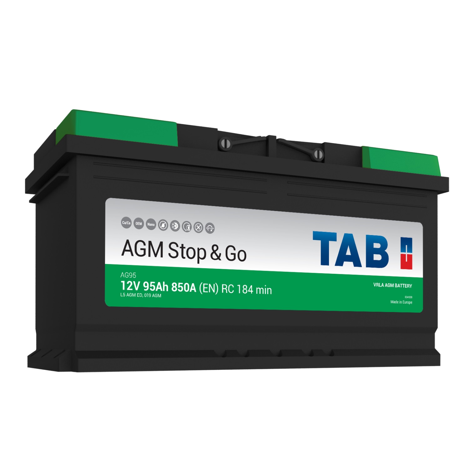 213090_ag95-b8b380c8-3728-4c54-be5b-7f227994bdbf Batería Start Stop Agm Tab 12v 95a 850cca Ag95 Positivo Der - Imagen 1