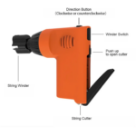 Detalle del enrollador mostrando los botones y funcionalidades.