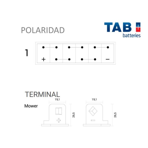 Batería Tab U1-25 12v 25ah 12n24-4 Tractor Cortador De Pasto - Imagen 3