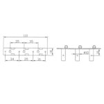 Diagrama de dimensiones del clavijero negro envejecido para guitarra clásica.