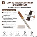 Lima Diamantada Para Coronar Trastes Luthier 4 En 1 Mango Madera - Imagen 2
