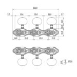 Clavijero Premium Dorado para Guitarra Clásica, vista de dimensiones y especificaciones técnicas