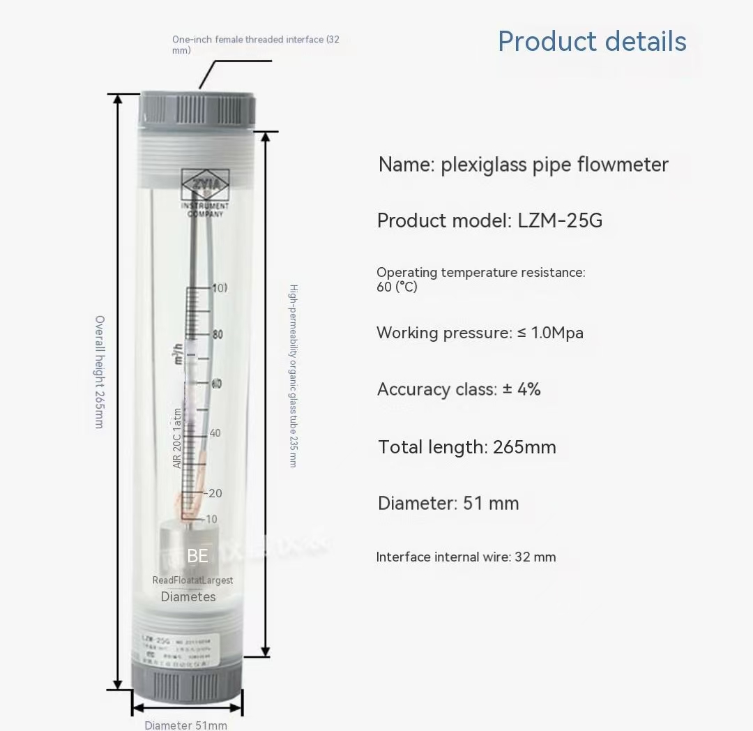 image_20241217163953-d5485db2-62bf-4002-a7ca-343aac5f46a9 Flujómetro Plexiglass LZM-25G | 10-100 m³/h Medidor de Flujo - Imagen 6