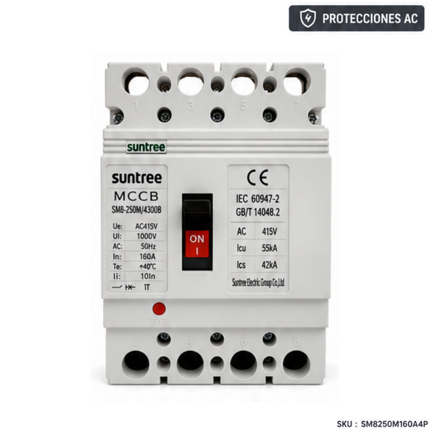 Foto 1 SM8125M160A4P Interruptor Caja Moldeada MCCB AC 160A 4P 55kA | Suntree - Imagen 1