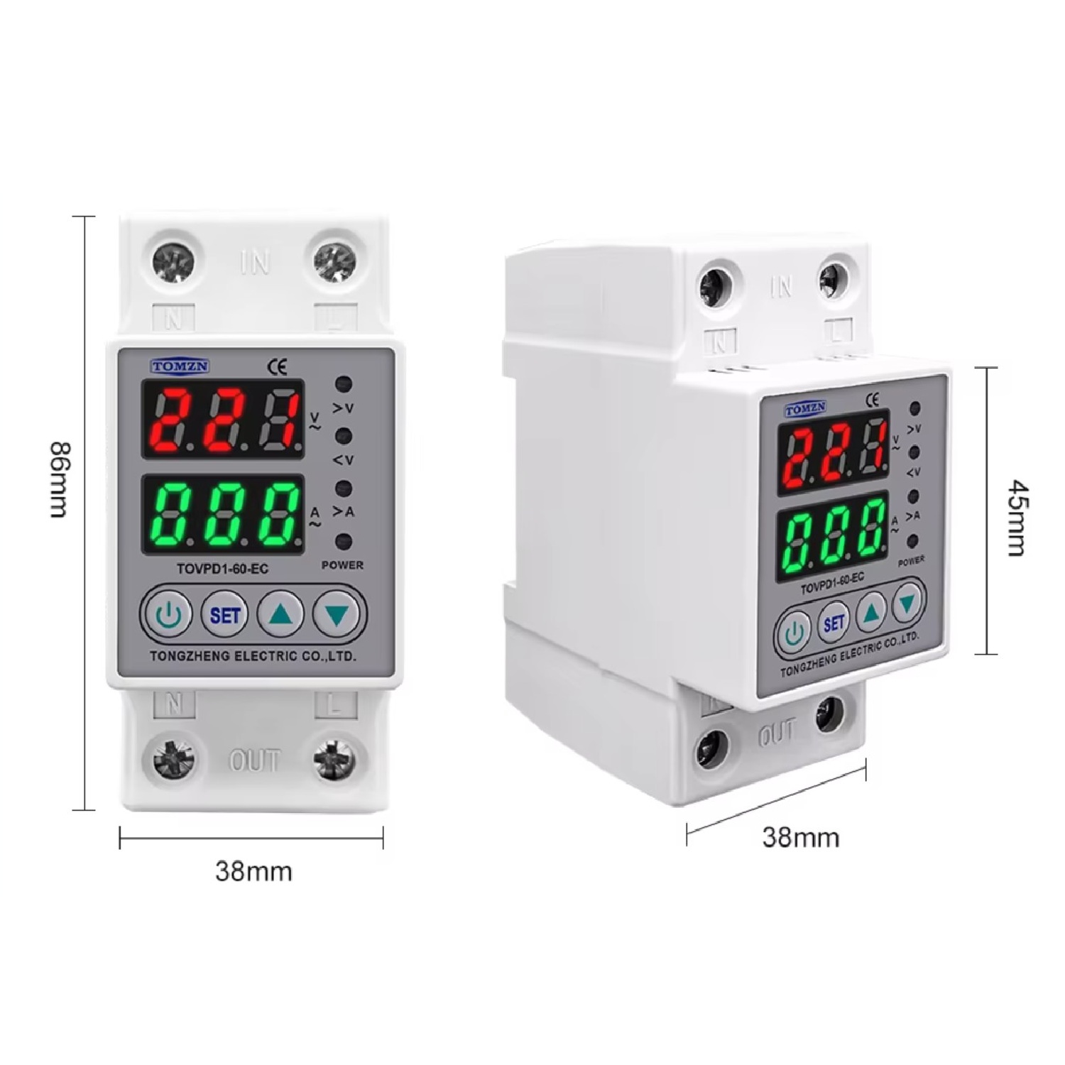 TOVPD1-dimensiones AVP-63 Relé Protección Sobre Bajo Voltaje TOVPDA-60-EC Tomzn - Imagen 5