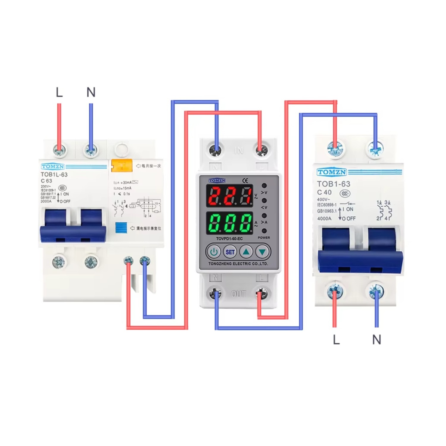 TOVPD1-instalación AVP-63 Relé Protección Sobre Bajo Voltaje TOVPDA-60-EC Tomzn - Imagen 4