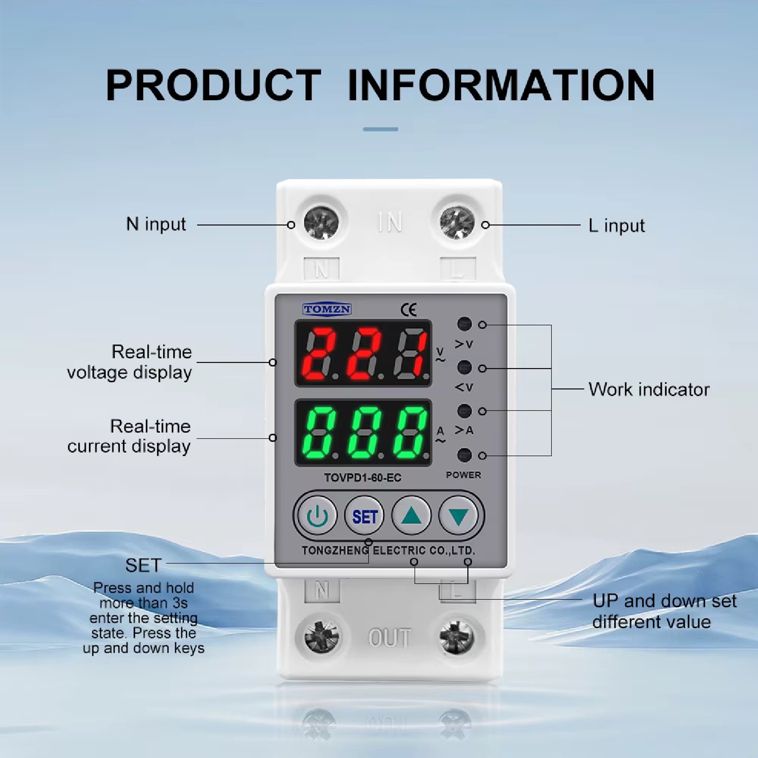 TOVPD1 AVP-63 Relé Protección Sobre Bajo Voltaje TOVPDA-60-EC Tomzn - Imagen 3