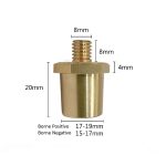 Adaptador borne batería bronce M8 positivo y negativo - Imagen 3