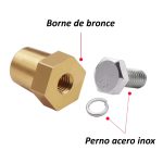 Adaptador borne batería bronce M8 positivo y negativo hilo pasado - Imagen 3