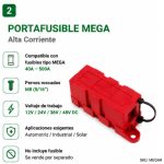 Portafusible MEGA ROJO – Alta Corriente | 12/24/36/48 Vdc - Imagen 2