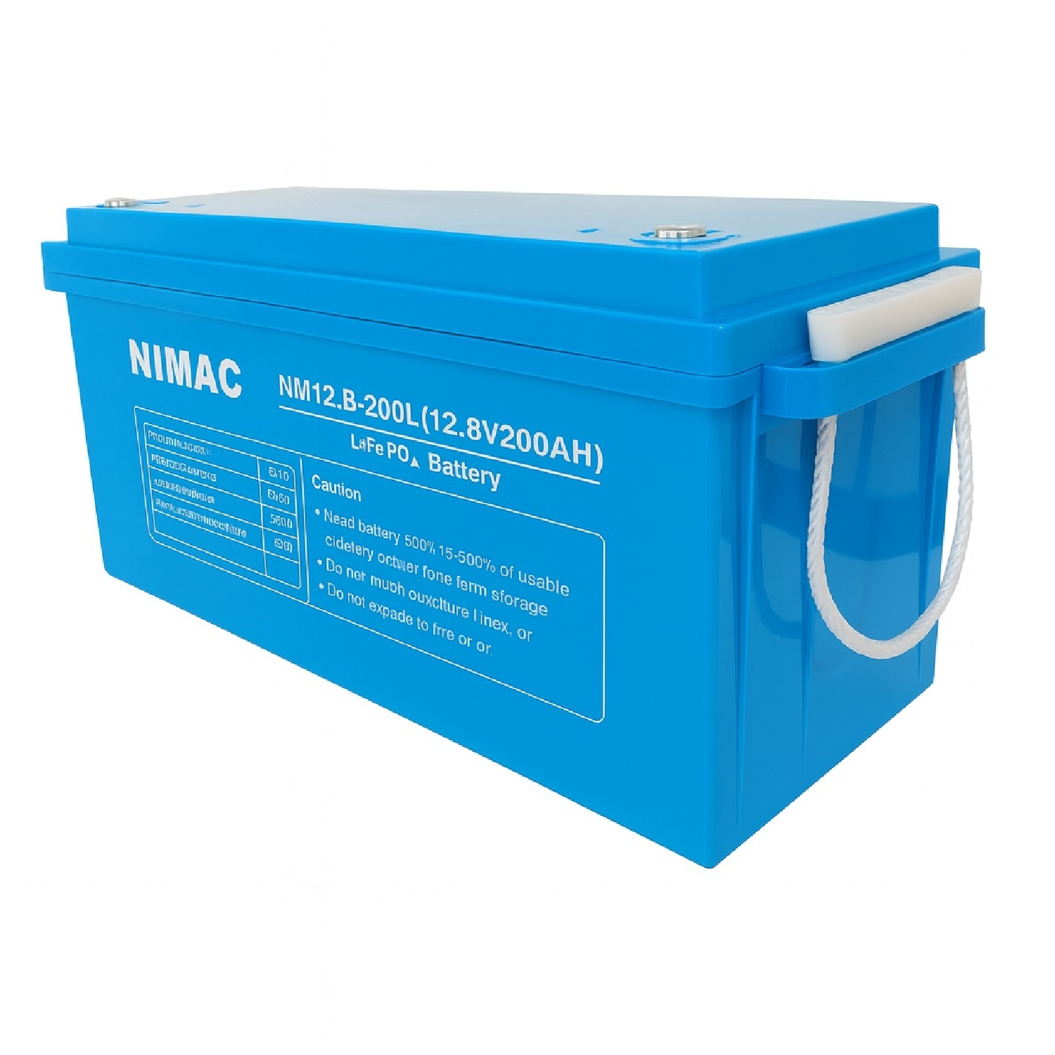 Nimac 12.8-200L frontal Batería de Litio Nimac 12.8V 200Ah NM12.8-200L LiFePO₄ | Más de 6000 ciclos y BMS inteligente - Imagen 1
