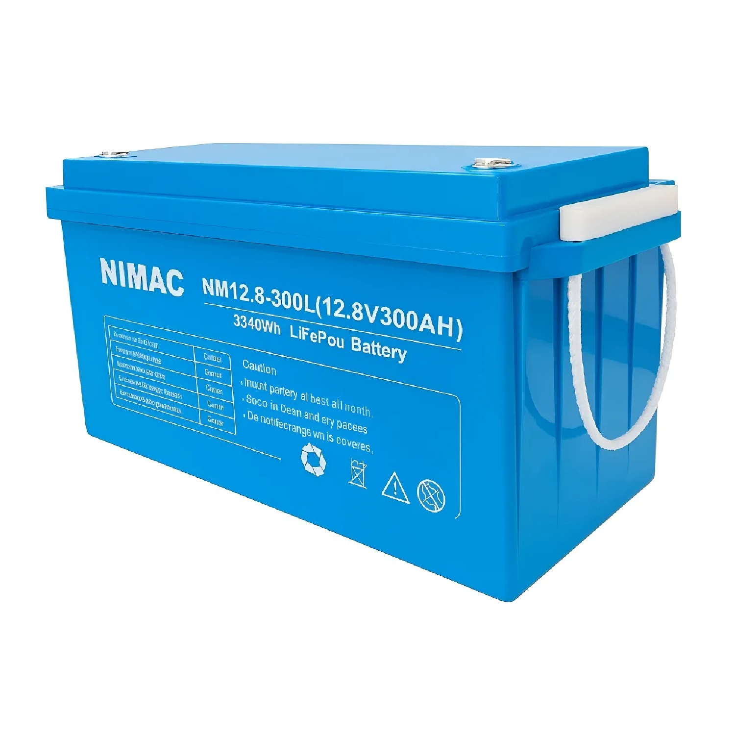 Nimac 12.8-300L frontal Batería de Litio Nimac 12.8V 300Ah NM12.8-300L LiFePO₄ | Más de 6000 ciclos y BMS inteligente - Imagen 1