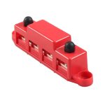 Bloque de Distribución de Energía (Bus Bar) 250A 12V-48V - 4 Pernos M8 con Cubierta Roja - Imagen 3
