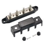 Bloque de Distribución de Energía (Bus Bar) 250A 12V-48V - 4 Pernos M8 con Cubierta Negra - Imagen 2