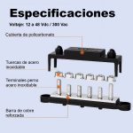 Bloque de Distribución de Energía (Bus Bar) 275A 12V-48V - 6 Pernos M8 con Cubierta Negra - Imagen 3