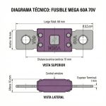 Fusible Mega 60A 70A para Baterías en 48V - Imagen 3