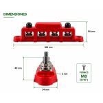 Bus Bar 250A - Bloque de Distribución de Energía | 12V~48V – 4 Pernos M8 - Imagen 2