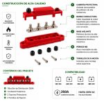 Bus Bar 250A - Bloque de Distribución de Energía | 12V~48V – 4 Pernos M8 - Imagen 4