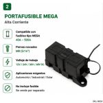 Portafusible MEGA NEGRO – Alta Corriente | 12/24/36/48 Vdc - Imagen 2