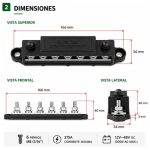 Bus Bar 275A - Bloque de Distribución de Energía | 12V~48V – 6 Pernos M8 - Imagen 2