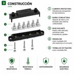 Bus Bar 275A - Bloque de Distribución de Energía | 12V~48V – 6 Pernos M8 - Imagen 3