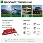 Bus Bar 275A - Bloque de Distribución de Energía | 12V~48V – 6 Pernos M8 - Imagen 4