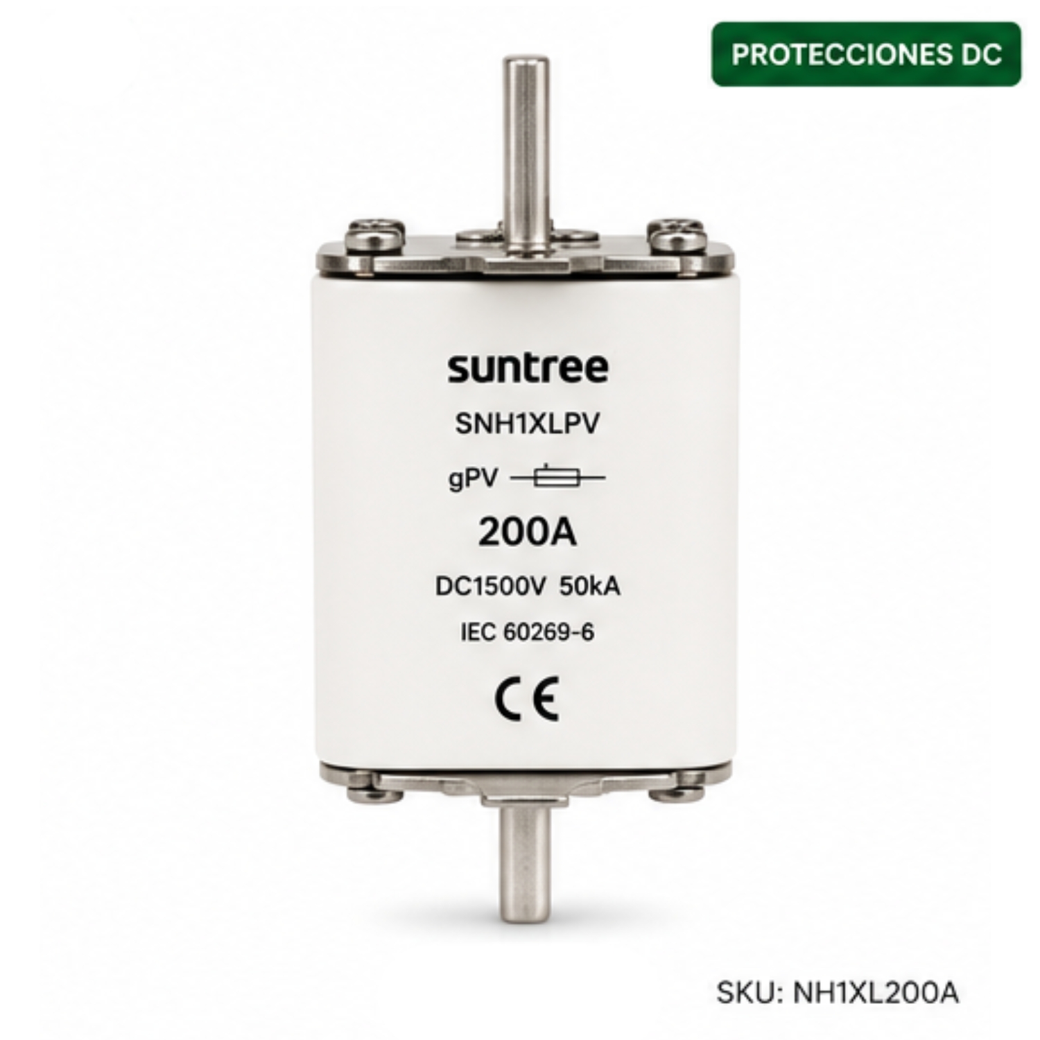 Foto 1 NH 1500Vdc 200A Fusible Fotovoltaico gPV NH1 1500VDC 50kA 200A | Suntree - Imagen 1