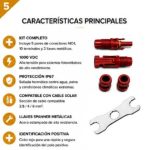 Kit Profesional 5 Pares MC4 Rojos + 2 Llaves Spanner Metálicas - Imagen 5